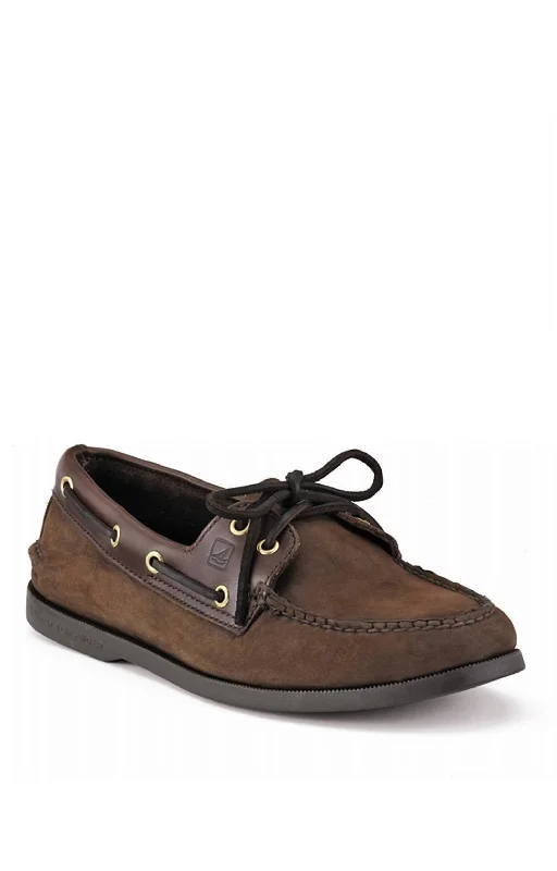 Men's Top Sider Boat Shoe - Medium In Brown Buck