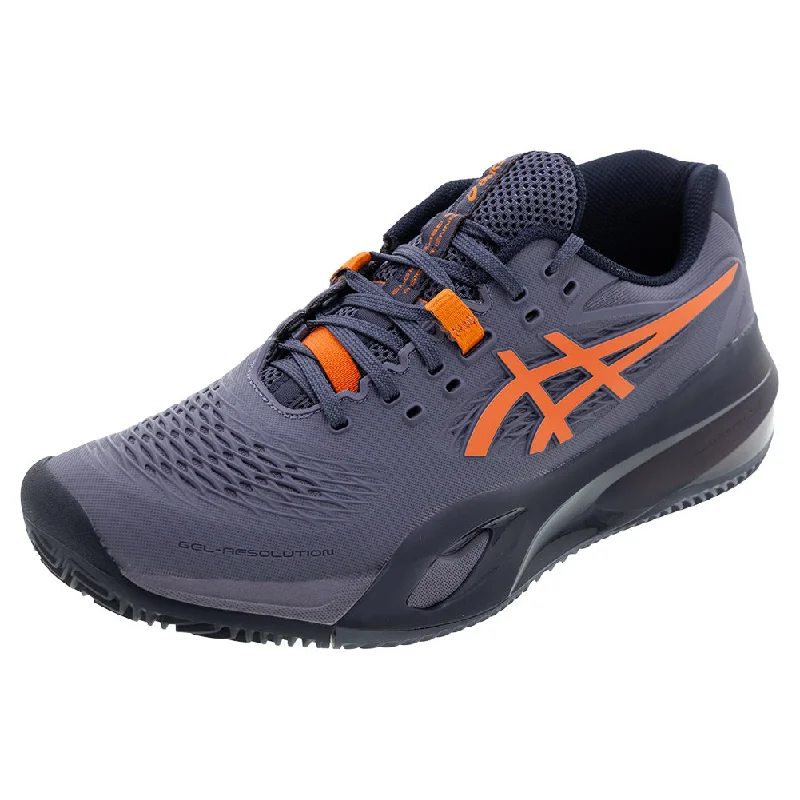 Men`s GEL-Resolution X Wide Tennis Shoes Greyish Purple and Nova Orange