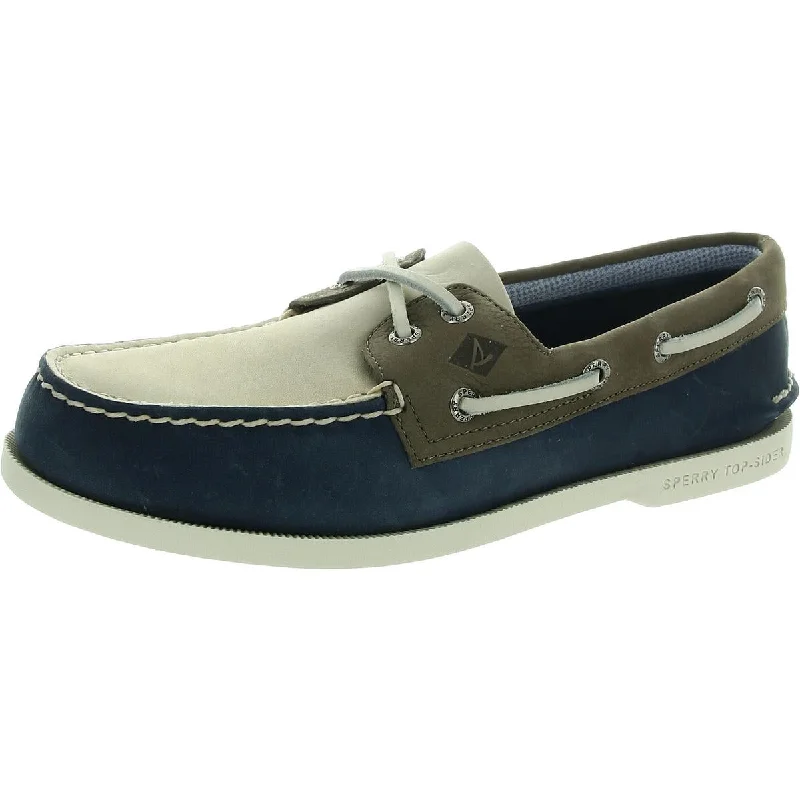 A/O Plush Wave Mens Colorblock Leather Boat Shoes