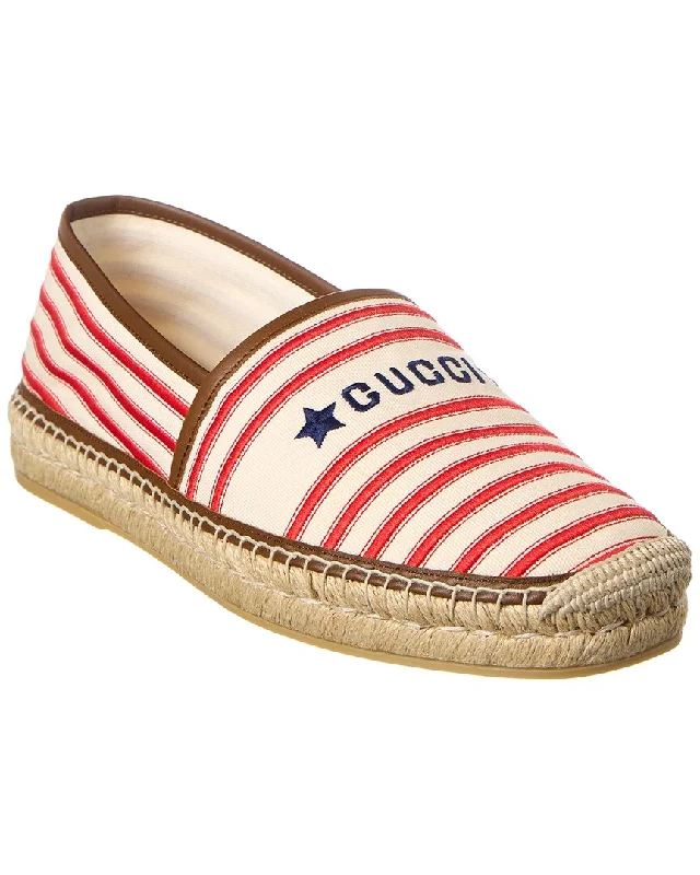 Gucci Embroidered Canvas & Leather Espadrille