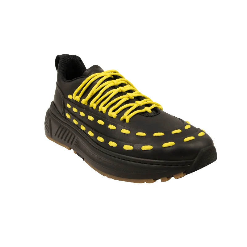 Black And Yellow Leather Speedster Sneakers