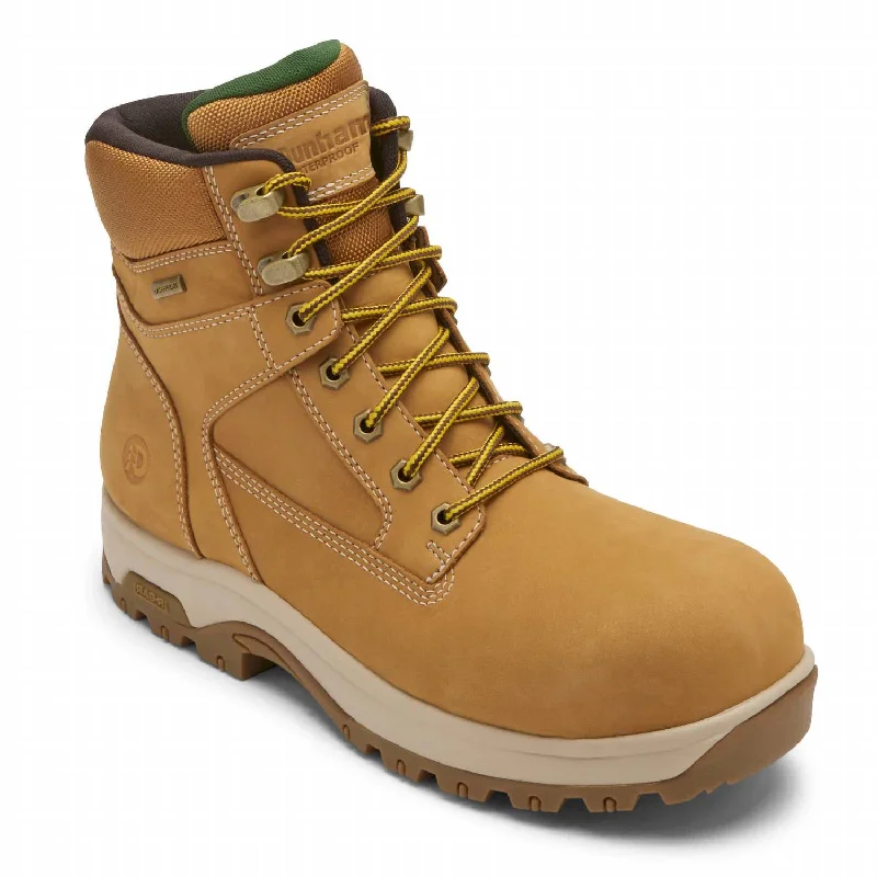 Men's 8000Works 6" Waterproof Safety Plain Toe Boot - 4E/extra Wide Width In Wheat