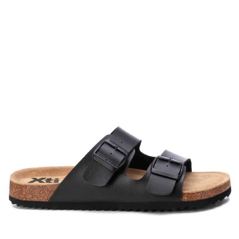 Men's Double Strap Sandals In Black