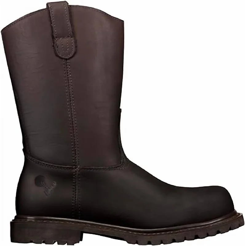 Men's Wellington Steel Toe Work Boots In Brown