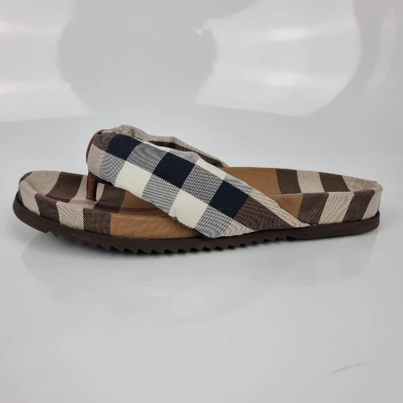 Burberry Men's Duncannon Beige Check Sandals Flip Flops