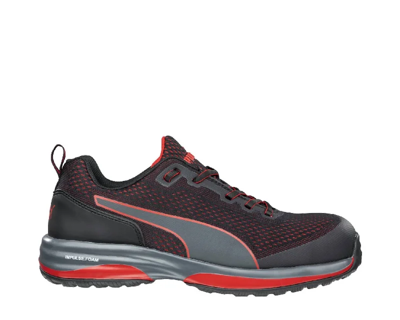 Men's Speed Low Athletic Composite Safety Toe Work Shoe In Black/red