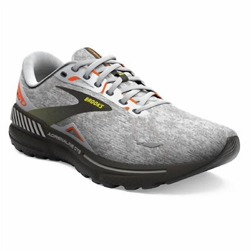 Men's Adrenaline Gts 23 Shoes In Oyster/ Black Red/ Orange