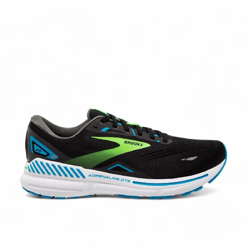 Men's Adrenaline Gts 23 Running Shoes In Black/blue/green