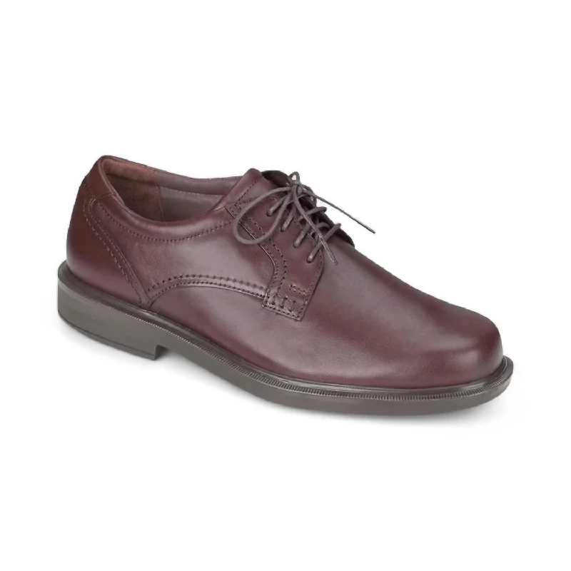 Men's Ambassador Lace Up Oxford Shoes - Double Wide Width In Brown