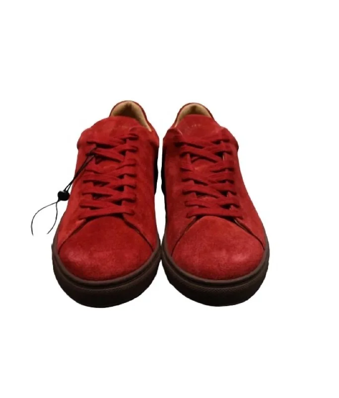 Men's David Suede Trainer In Barbados Cherry