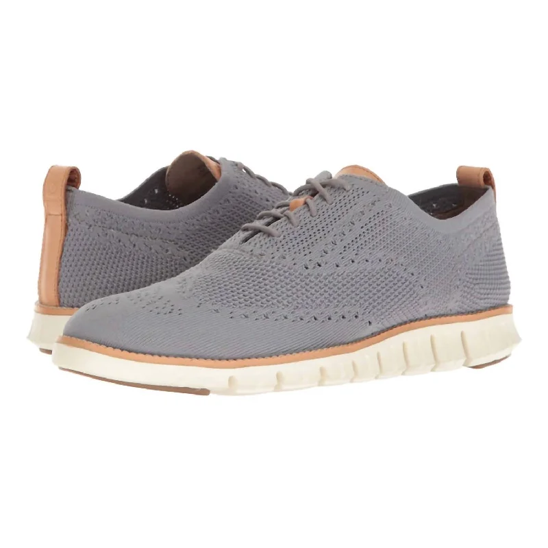 Men's Zerogrand Stitchlite Oxford Shoes In Iron Stone/ivory