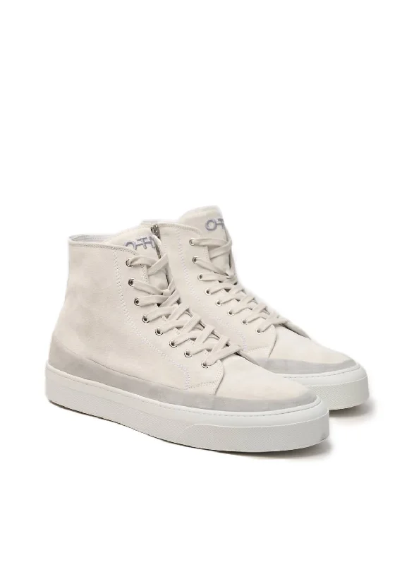 Men's Hi Top Derby Suede And Leather Sneaker In White