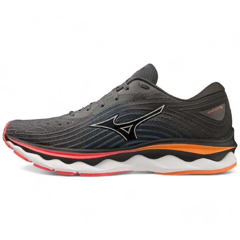 Men's Mizuno Wave Sky 6 Running Shoes In Iron Gate / Nimbus Cloud / Soleil