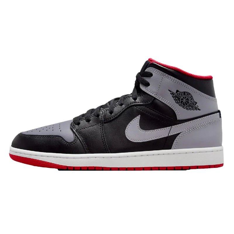 Nike Air Jordan 1 Mid Black/Cement Grey-Fire Red  DQ8426-006 Men's