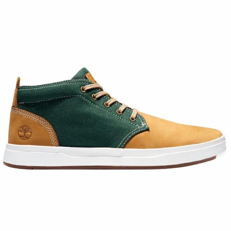 Men's Davis Square Chukka Shoes In Wheat Nubuck/green