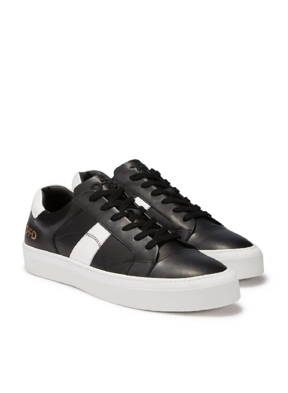 Men's Leather Low-Top Sneaker In Black