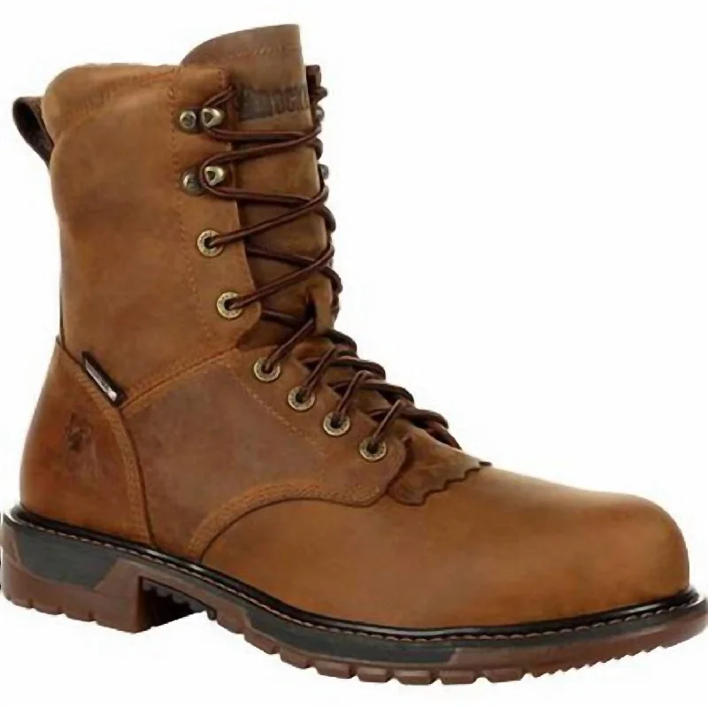 Men's Original Ride Flx Composite Waterproof Lace Up Western Boot - Wide Width In Brown