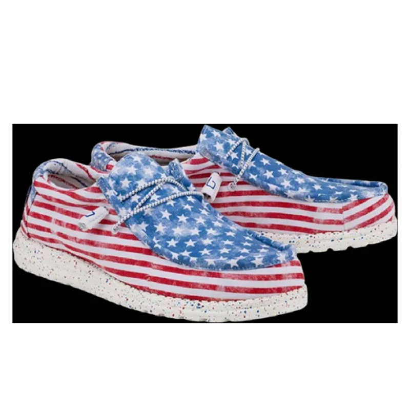 Wally Patriotic Stars And Stripes Shoe In White/red Stripes