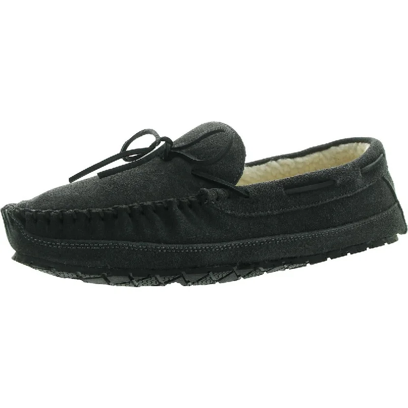 Mens Faux Fur Lined Leather Driving Moccasins