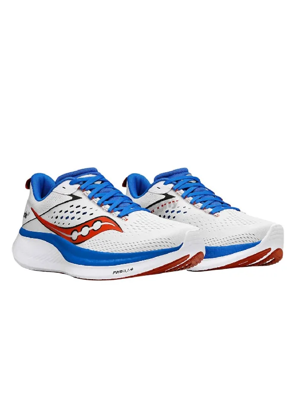 Men's Ride 17 Running Shoes In White/cobalt