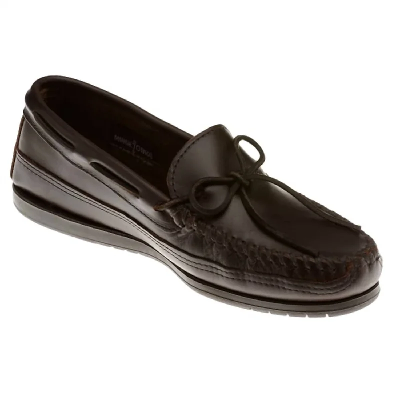 Men's Smooth Leather Hardsole Moccasin In Dark Brown