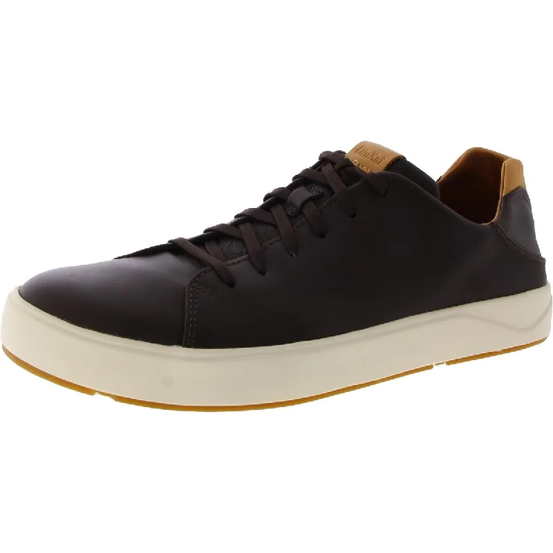 Mens Leather Lace-Up Fashion Sneakers