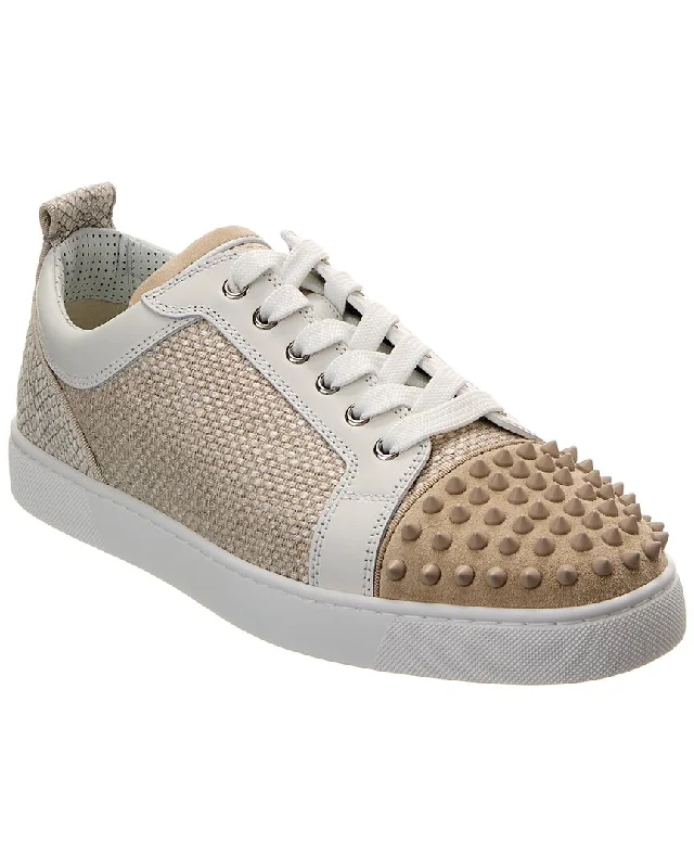 Christian Louboutin Louis Junior Spikes Orlato Linen & Suede Sneaker