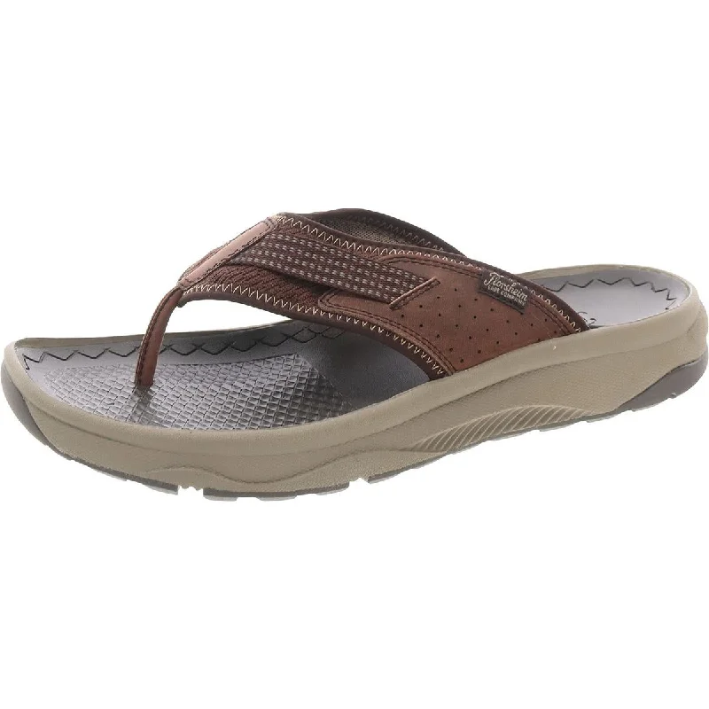 Treadlite Mens Cushioned Footbed Leather Thong Sandals