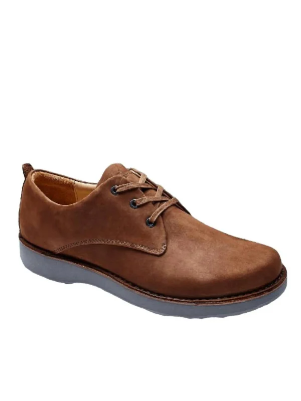 Men's Free Leather Shoes In Brown Lace-Up