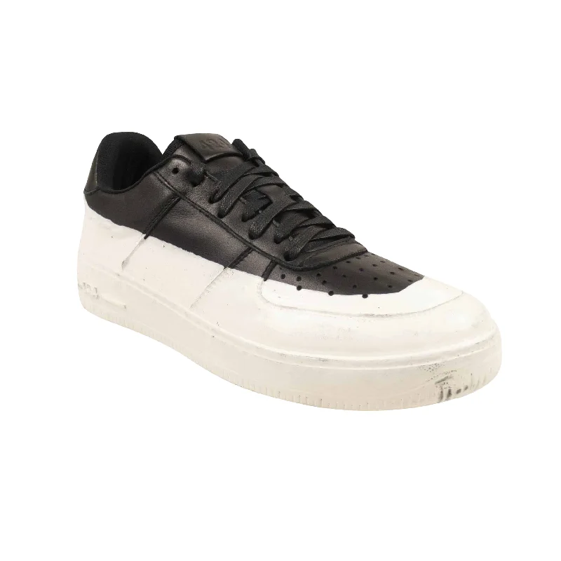 Black Wax Dip Low Leather Sneakers