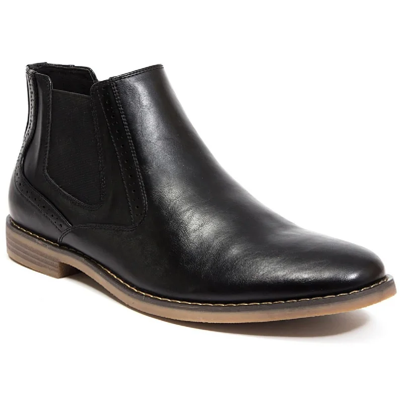 Rockland Mens Faux Leather Slip On Ankle Boots