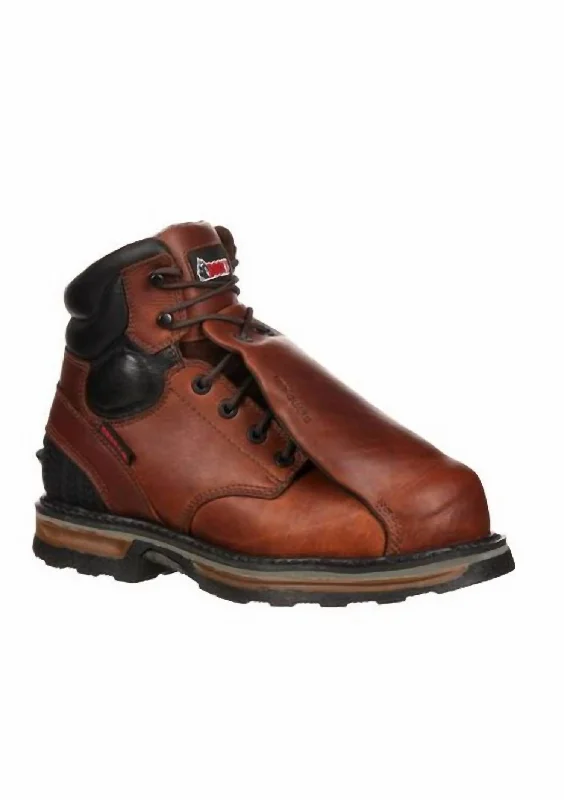 Men's Elements Steel Waterproof Steel Toe Met-Guard Work Boot - Wide Width In Brown