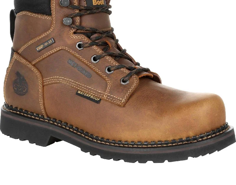 Men's Revamp Steel Toe Internal Met-Guard Waterproof Work Boot - Medium Width In Brown