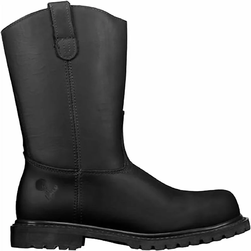 Men's Wellington Steel Toe Work Boots In Black