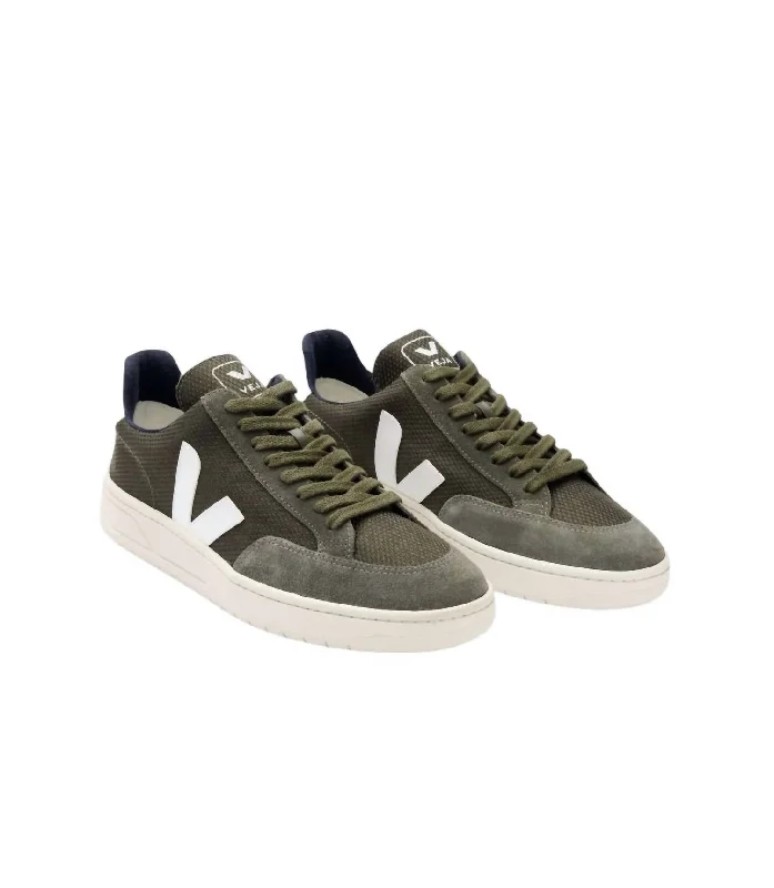 Men's V-12 B Mesh Sneakers In Olive-White