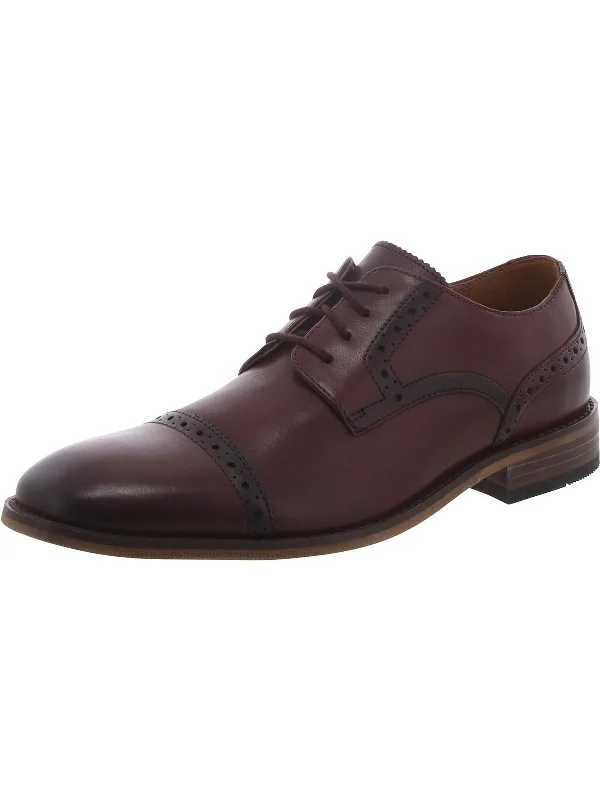 Lamont Cap Mens Leather Lace-Up Derby Shoes