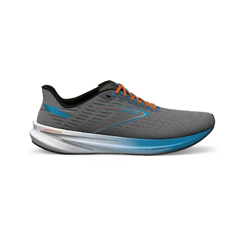 Men's Hyperion Running Shoes In Grey/atomic Blue/scarlet