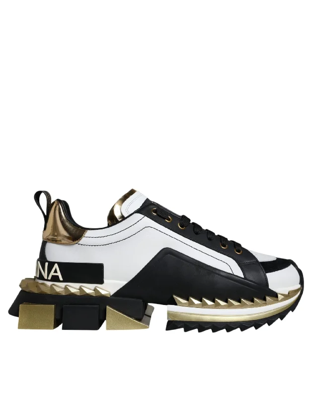 Dolce & Gabbana gold Leather SUPER KING Sneakers Men's Shoes