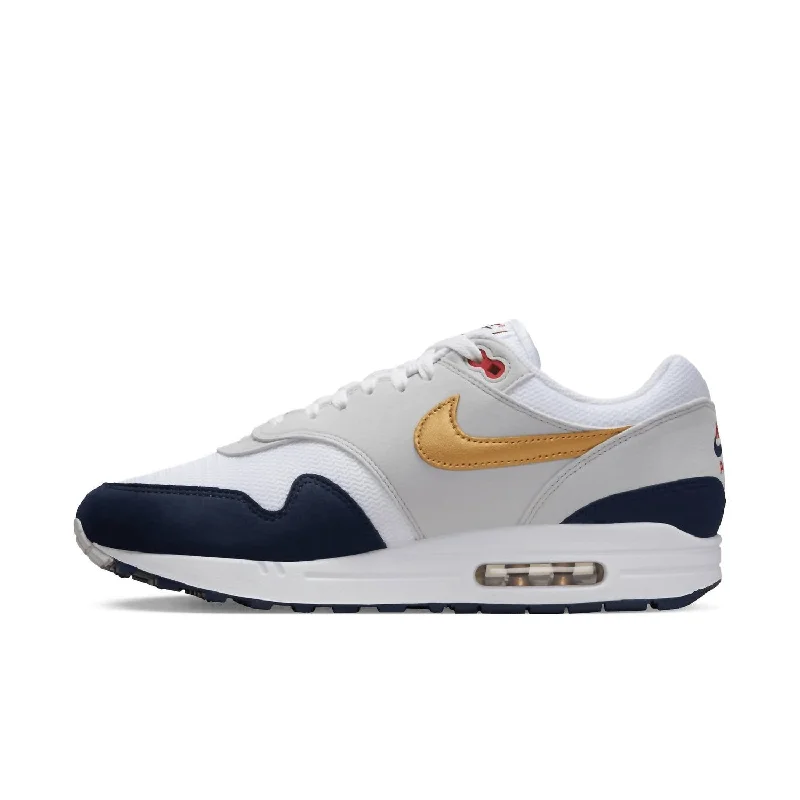 Men's Air Max 1 Olympics Sneakers In Obsidian/metallic Gold-White