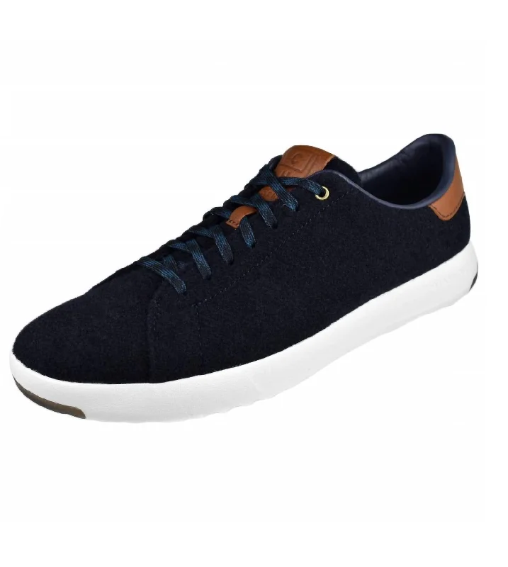 Men's Grandpro Tennis Sneaker In Navy Ink/brown Tan