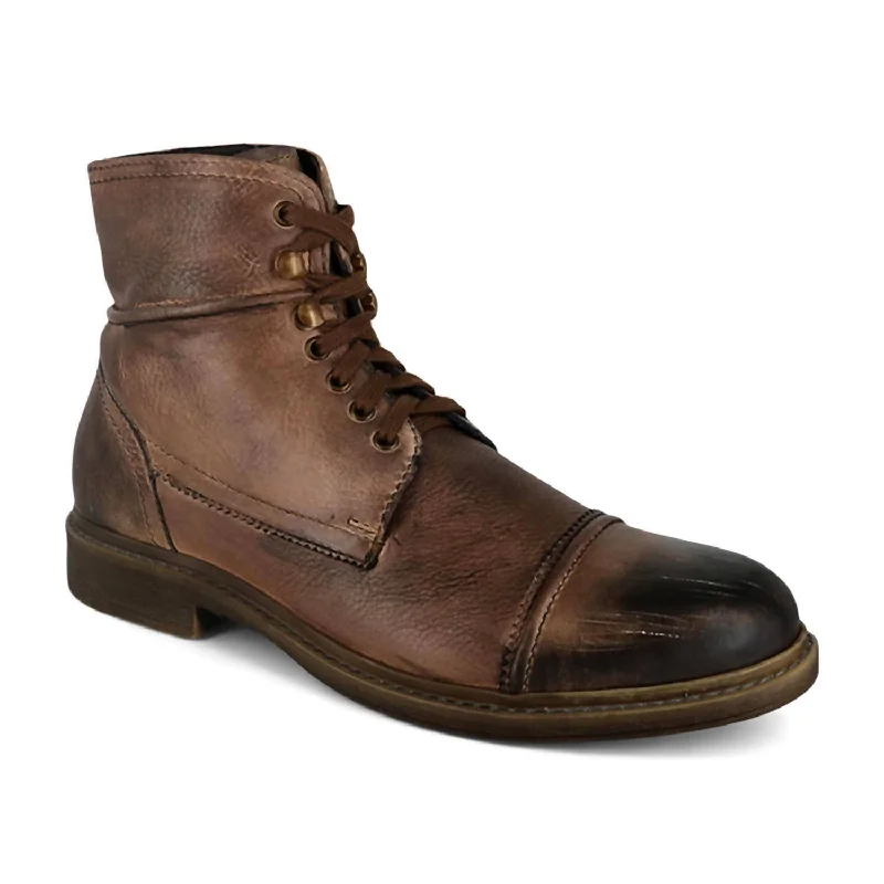 Men's Trey Leather Boot In Tan Black Scorched