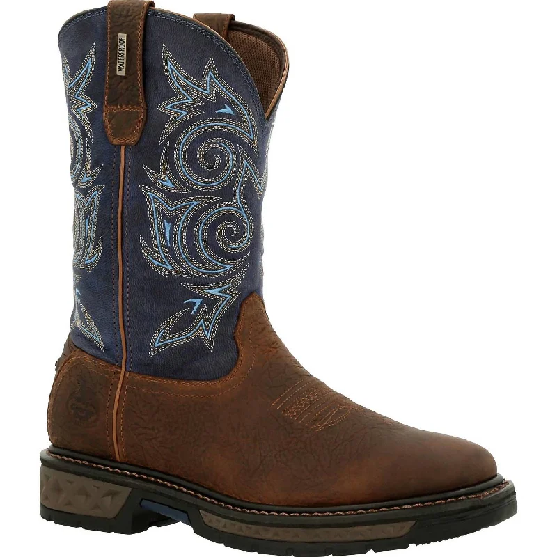 Men's Carbo-Tec Lt Waterproof Pull On Boot - Wide Width In Brown/blue