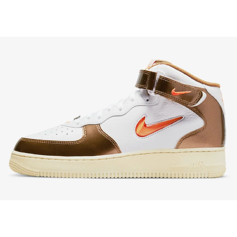 Nike Air Force 1 Mid QS White/Total Orange-Ale Brown  DH5623-100 Men's