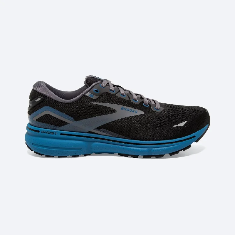 Men's Ghost 15 Running Shoes - D/medium Width In Black/blackened Pearl/blue