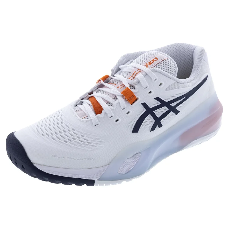 Men`s GEL-Resolution X Tennis Shoes White and Indigo Fog